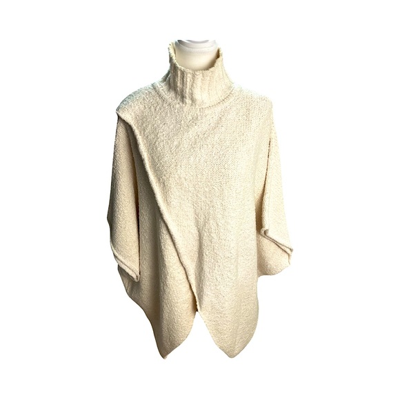 Free People Poncho Pullover Marled Knit XS/S Cozy Minimalist Versatile Layer - Picture 3 of 9